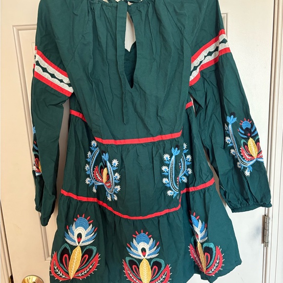 Anthropologie Green Embroidered Dress - Picture 3 of 3